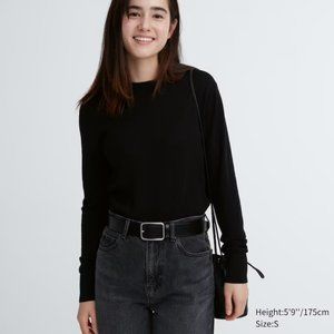 Uniqlo Merino Wool Lightweight Crewneck Sweater Black XS